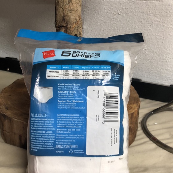 NWT Hanes 6 pair boys tag less briefs size lg 14-16 - Picture 2 of 6